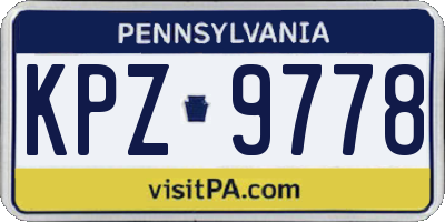 PA license plate KPZ9778