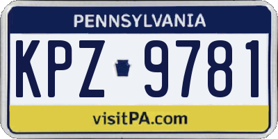 PA license plate KPZ9781