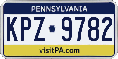 PA license plate KPZ9782
