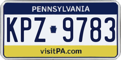 PA license plate KPZ9783