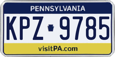 PA license plate KPZ9785