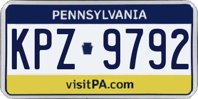 PA license plate KPZ9792