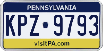 PA license plate KPZ9793