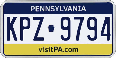 PA license plate KPZ9794