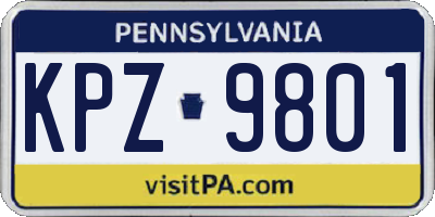 PA license plate KPZ9801