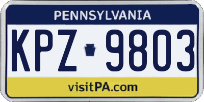 PA license plate KPZ9803