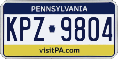 PA license plate KPZ9804