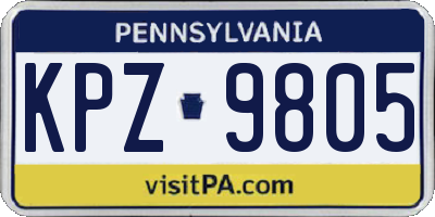 PA license plate KPZ9805
