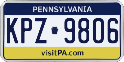 PA license plate KPZ9806