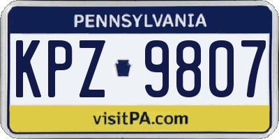 PA license plate KPZ9807