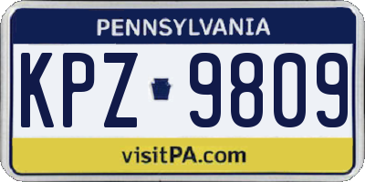 PA license plate KPZ9809