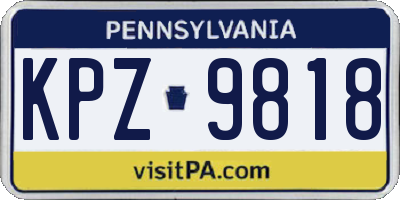 PA license plate KPZ9818