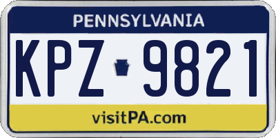 PA license plate KPZ9821