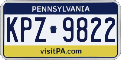 PA license plate KPZ9822