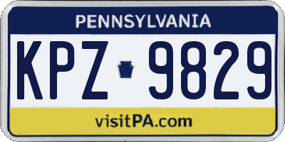 PA license plate KPZ9829