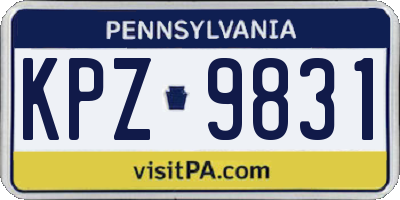 PA license plate KPZ9831