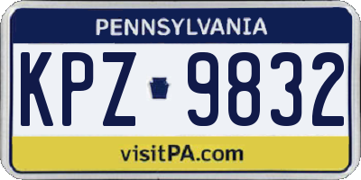PA license plate KPZ9832
