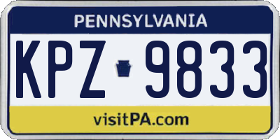 PA license plate KPZ9833