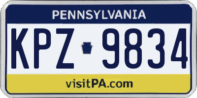 PA license plate KPZ9834