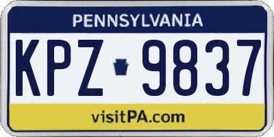 PA license plate KPZ9837