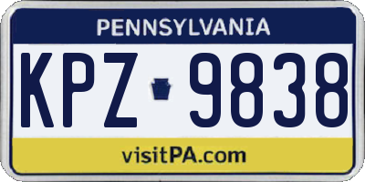 PA license plate KPZ9838