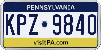 PA license plate KPZ9840