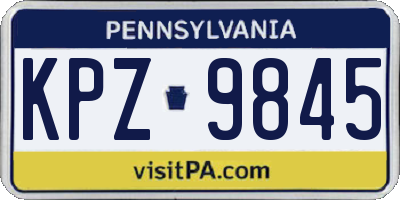 PA license plate KPZ9845