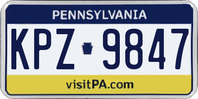 PA license plate KPZ9847