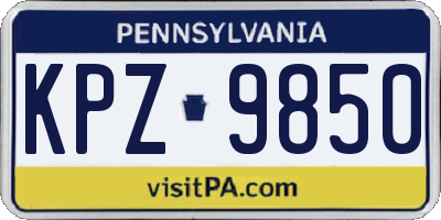 PA license plate KPZ9850