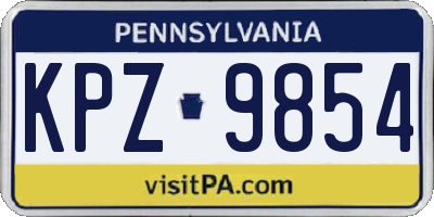 PA license plate KPZ9854