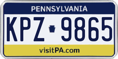 PA license plate KPZ9865