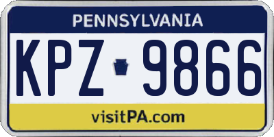 PA license plate KPZ9866