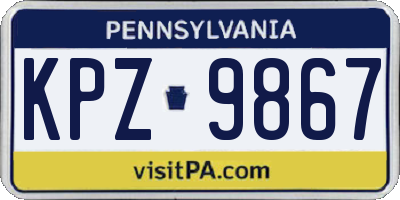 PA license plate KPZ9867