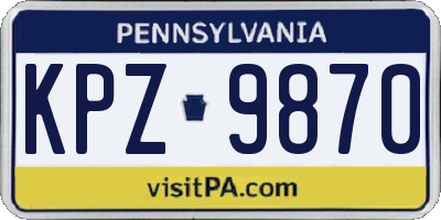 PA license plate KPZ9870