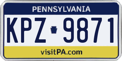 PA license plate KPZ9871