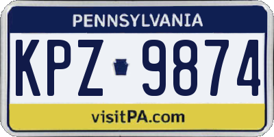 PA license plate KPZ9874