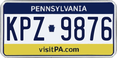 PA license plate KPZ9876