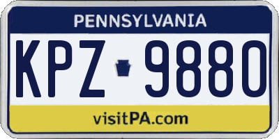 PA license plate KPZ9880