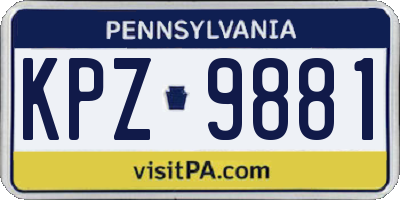 PA license plate KPZ9881