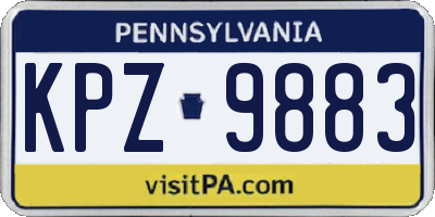 PA license plate KPZ9883