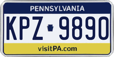 PA license plate KPZ9890