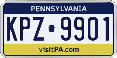 PA license plate KPZ9901