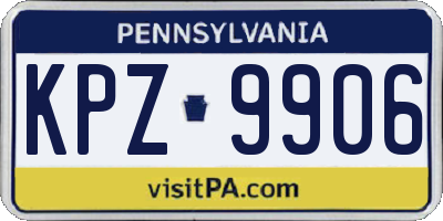 PA license plate KPZ9906