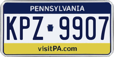 PA license plate KPZ9907