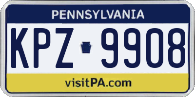 PA license plate KPZ9908