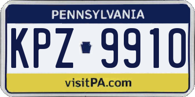 PA license plate KPZ9910