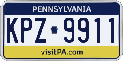 PA license plate KPZ9911