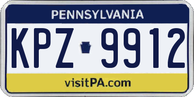 PA license plate KPZ9912