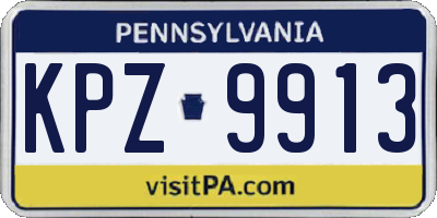 PA license plate KPZ9913