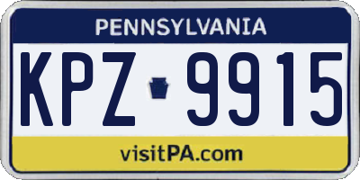 PA license plate KPZ9915